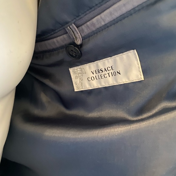 Versace Collection Leather Motorcycle Blue Men Jacket - Size: 56 US L - XL - Picture 6 of 8